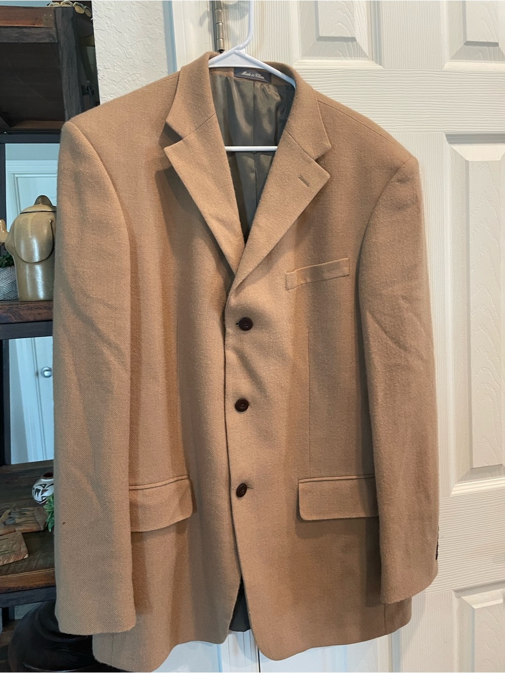 Oscar De La Renta Men’s Camel 3 Button Long sleeve 100% Wool Suit jacket blazer